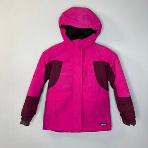 Lands End Girls Squall Waterproof Grow Ski Winter Jacket Pink Sz L(6x-7)